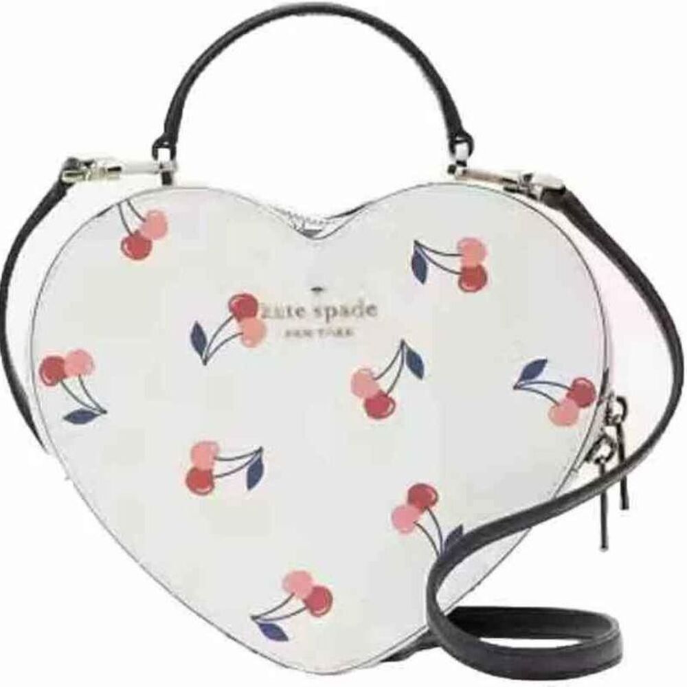 Kate Spade New York Designer Shack Cherry Heart Crossbody Hand Bag Purse